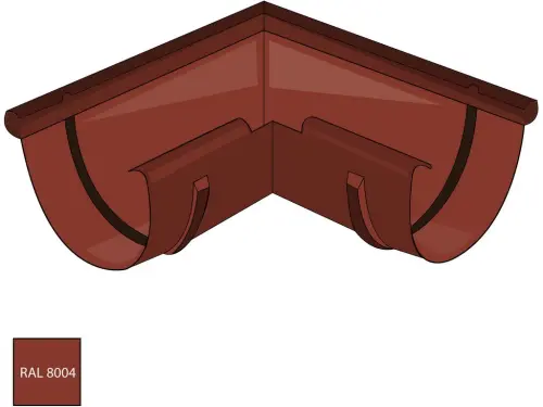 Vnější roh žlabu 330 mm pozink RAL 8004 cihlově červená barva